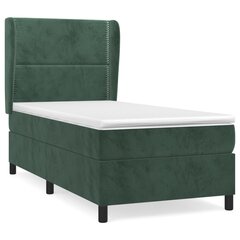Atsperu gulta ar matraci vidaXL, 90x200 cm, tumši zaļš cena un informācija | Gultas | 220.lv