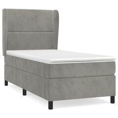 Atsperu gulta ar matraci vidaXL, 90x200 cm, gaiši pelēks цена и информация | Кровати | 220.lv