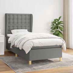 Atsperu gulta ar matraci vidaXL, 90x200 cm, tumši pelēks cena un informācija | Gultas | 220.lv