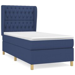 Atsperu gulta ar matraci vidaXL, 90x200 cm, zils cena un informācija | Gultas | 220.lv