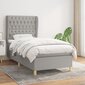Atsperu gulta ar matraci vidaXL, 90x200 cm, gaiši pelēks cena un informācija | Gultas | 220.lv