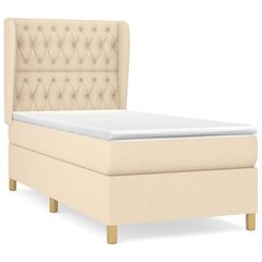 Atsperu gulta ar matraci vidaXL, 90x190 cm, krēmkrāsas cena un informācija | Gultas | 220.lv