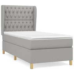 Atsperu gulta ar matraci vidaXL, 90x190 cm, gaiši pelēks cena un informācija | Gultas | 220.lv