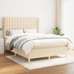 Atsperu gulta ar matraci vidaXL, 140x190 cm, krēmkrāsas цена и информация | Кровати | 220.lv