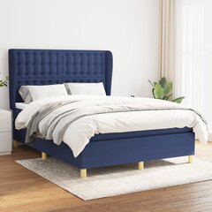 Atsperu gulta ar matraci vidaXL, 140x190 cm, zils cena un informācija | Gultas | 220.lv