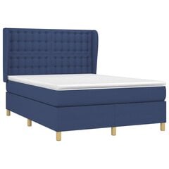 Atsperu gulta ar matraci vidaXL, 140x190 cm, zils cena un informācija | Gultas | 220.lv