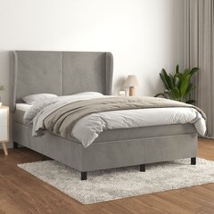 Atsperu gulta ar matraci vidaXL, 140x190 cm, gaiši pelēks цена и информация | Кровати | 220.lv