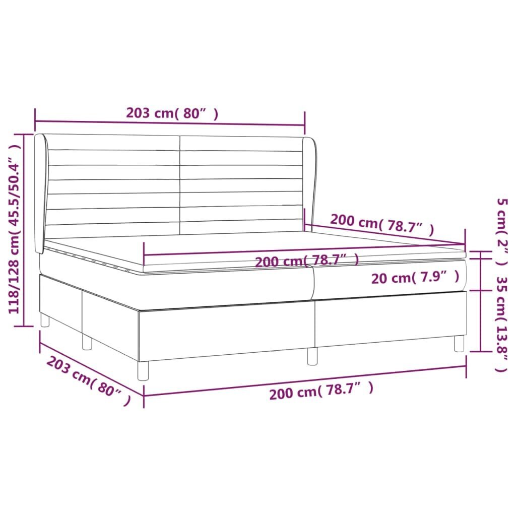 Atsperu gultas rāmis ar matraci vidaXL, 200x200 cm, zils цена и информация | Gultas | 220.lv