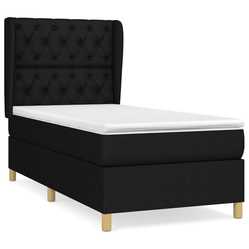 Atsperu gultas rāmis ar matraci vidaXL, 80x200 cm, melns cena un informācija | Gultas | 220.lv