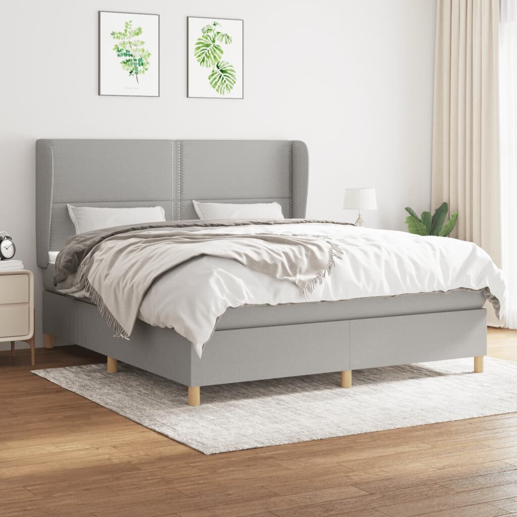 Atsperu gultas rāmis ar matraci vidaXL, 180x200 cm, gaiši pelēks cena un informācija | Gultas | 220.lv