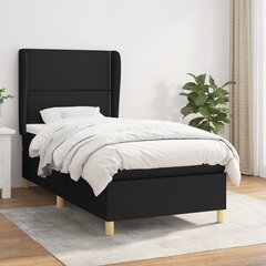 Atsperu gultas rāmis ar matraci vidaXL, 80x200 cm, melns cena un informācija | Gultas | 220.lv