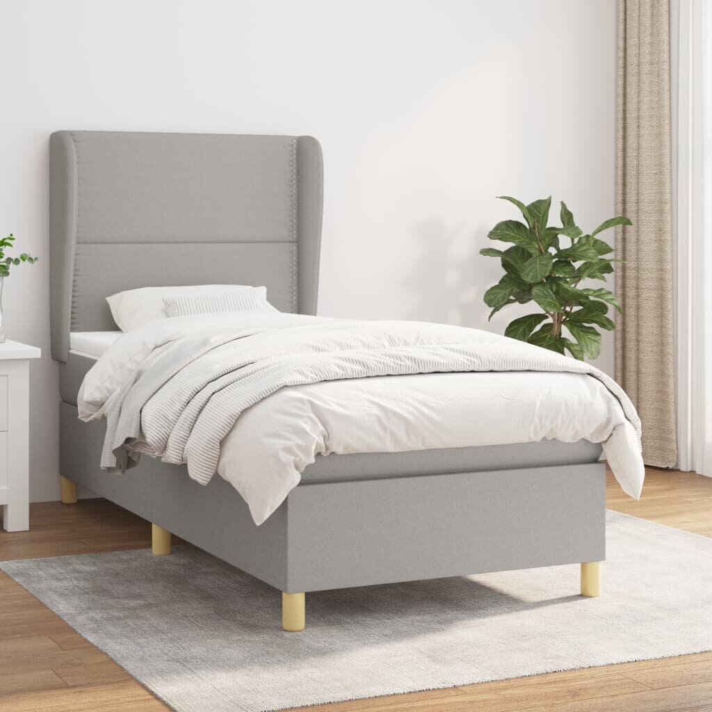 Atsperu gultas rāmis ar matraci vidaXL, 80x200 cm, gaiši pelēks цена и информация | Gultas | 220.lv