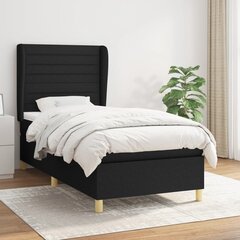 Atsperu gultas rāmis ar matraci vidaXL, 90x200 cm, melns cena un informācija | Gultas | 220.lv