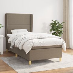 Atsperu gultas rāmis ar matraci vidaXL, 90x200 cm, pelēkbrūns cena un informācija | Gultas | 220.lv
