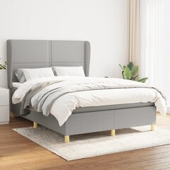 Atsperu gulta ar matraci vidaXL, 140x200 cm, gaiši pelēks цена и информация | Кровати | 220.lv