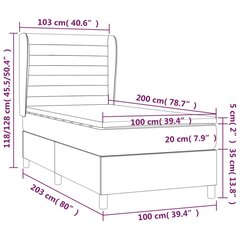 Atsperu gulta ar matraci vidaXL, 100x200 cm, krēmkrāsas cena un informācija | Gultas | 220.lv