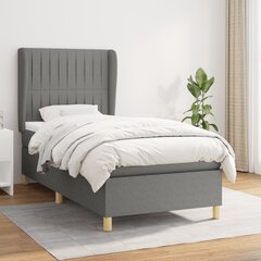Atsperu gulta ar matraci vidaXL, 90x190 cm, tumši pelēks cena un informācija | Gultas | 220.lv