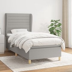 Atsperu gulta ar matraci vidaXL, 90x190 cm, gaiši pelēks цена и информация | Кровати | 220.lv