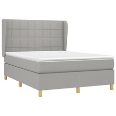 Atsperu gulta ar matraci vidaXL, 140x190 cm, gaiši pelēks cena un informācija | Gultas | 220.lv
