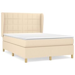 Atsperu gulta ar matraci vidaXL, 140x190 cm, krēmkrāsas cena un informācija | Gultas | 220.lv