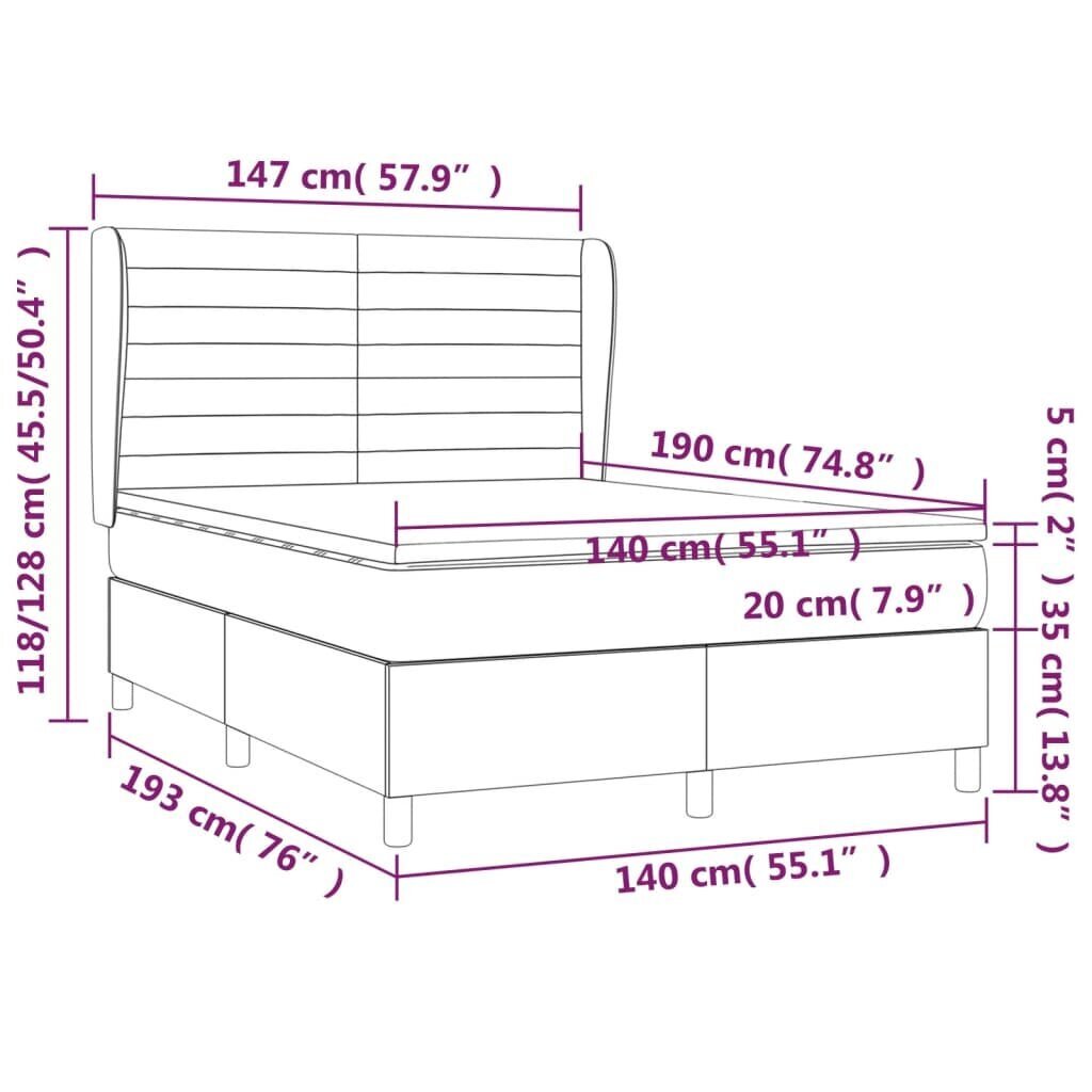 Atsperu gulta ar matraci vidaXL, 140x190 cm, tumši brūns цена и информация | Gultas | 220.lv