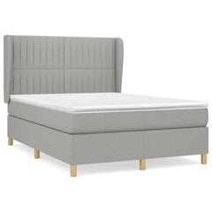 Atsperu gulta ar matraci vidaXL, 140x190 cm, gaiši pelēks цена и информация | Кровати | 220.lv