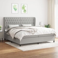 Atsperu gulta ar matraci vidaXL, 200x200 cm, gaiši pelēks cena un informācija | Gultas | 220.lv