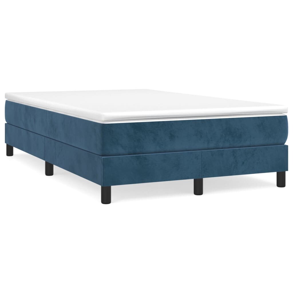 vidaXL atsperu gulta ar matraci, tumši zils samts, 120x200 cm cena un informācija | Gultas | 220.lv