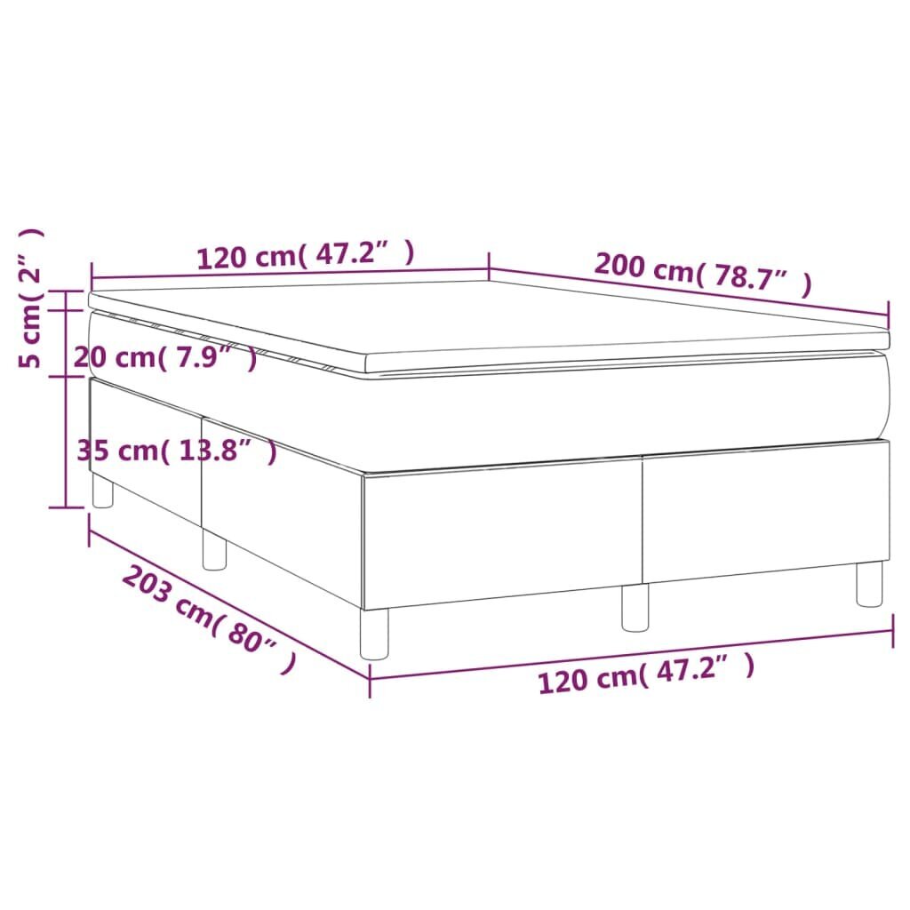 vidaXL atsperu gulta ar matraci, melns samts, 120x200 cm cena un informācija | Gultas | 220.lv