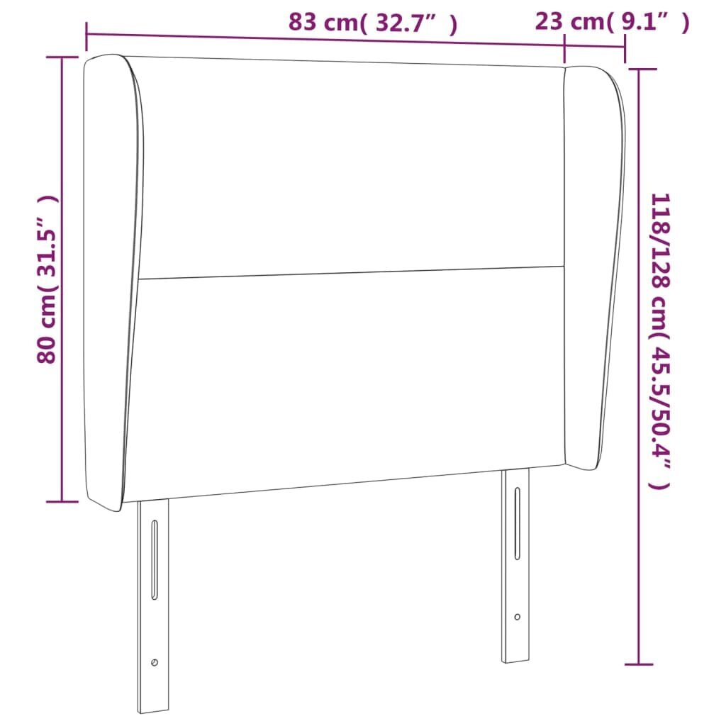 vidaXL galvgalis ar malām, 83x23x118/128 cm, melna mākslīgā āda cena un informācija | Gultas | 220.lv