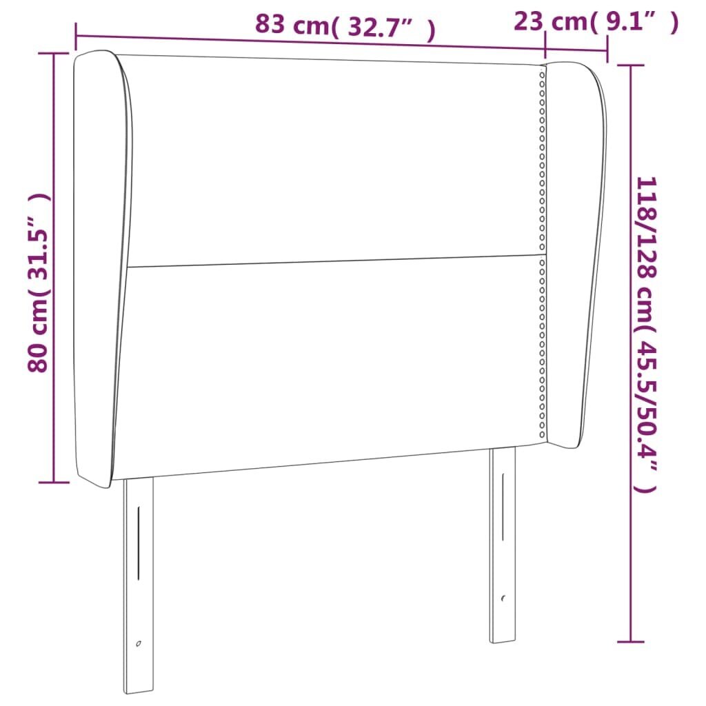 vidaXL galvgalis ar malām, 83x23x118/128 cm, balta mākslīgā āda цена и информация | Gultas | 220.lv