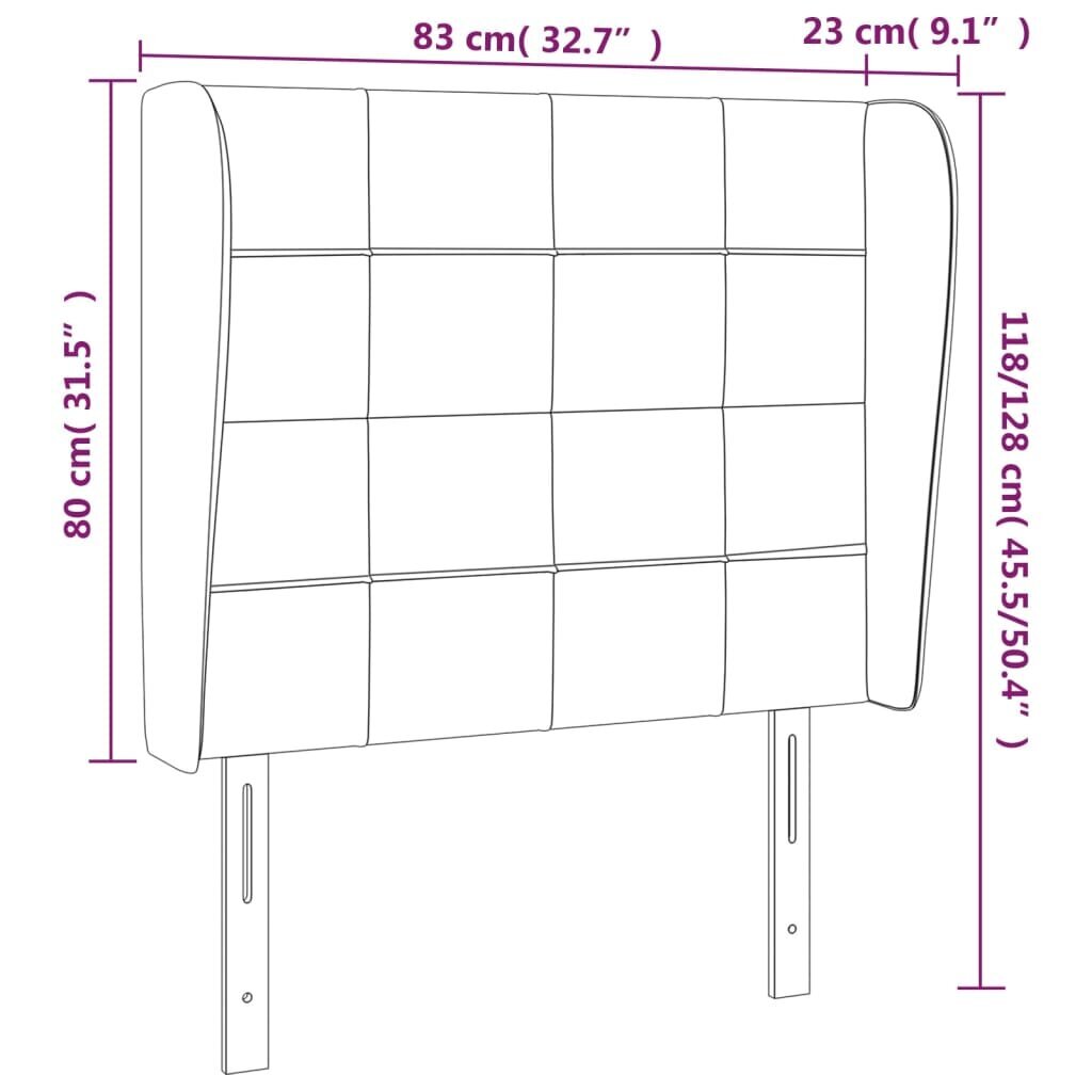 vidaXL galvgalis ar malām, 83x23x118/128 cm, tumši zils samts cena un informācija | Gultas | 220.lv