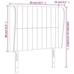 vidaXL galvgalis ar malām, 83x23x118/128 cm, tumši pelēks samts cena un informācija | Gultas | 220.lv