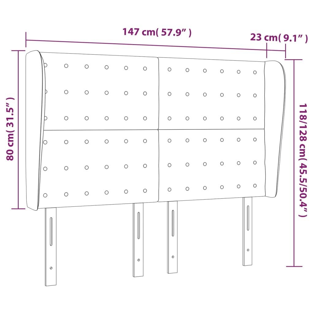 Galvgalis ar malām, 147x23x118/128 cm, rozā samts cena un informācija | Gultas | 220.lv