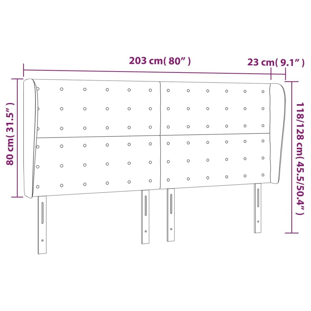 Galvgalis ar malām, 203x23x118/128 cm, tumši zaļš samts cena un informācija | Gultas | 220.lv