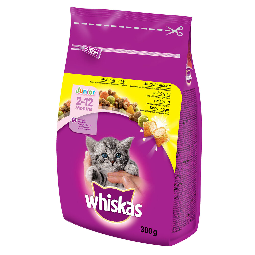 Whiskas Junior sausā barība kaķēniem ar cāļa gaļu 300 g цена и информация | Sausā barība kaķiem | 220.lv