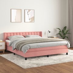 vidaXL atsperu gulta ar matraci, rozā samts, 180x200 cm cena un informācija | Gultas | 220.lv