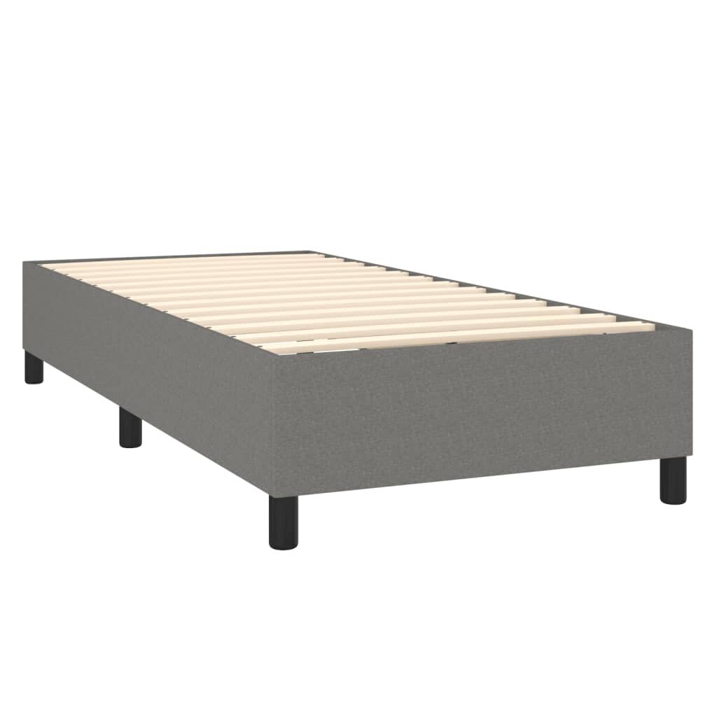 vidaXL atsperu gultas rāmis ar matraci, tumši pelēka, 80x200cm, audums цена и информация | Gultas | 220.lv