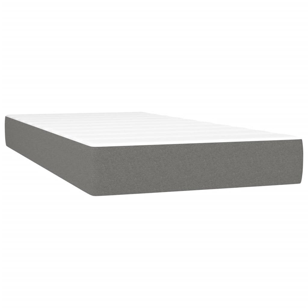 vidaXL atsperu gultas rāmis ar matraci, tumši pelēka, 80x200cm, audums цена и информация | Gultas | 220.lv