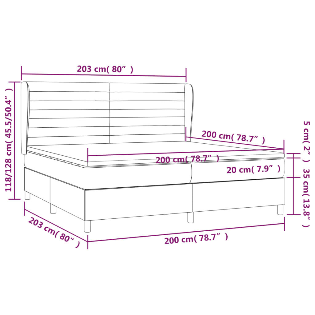 Atsperu gulta ar matraci vidaXL, 200x200cm, pelēkbrūns cena un informācija | Gultas | 220.lv