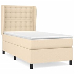 Atsperu gulta ar matraci vidaXL, 100x200cm, krēmkrāsas cena un informācija | Gultas | 220.lv