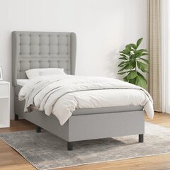 Atsperu gulta ar matraci vidaXL, 100x200cm, gaiši pelēks cena un informācija | Gultas | 220.lv