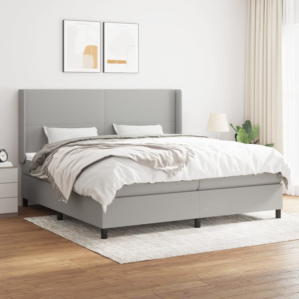 vidaXL atsperu gulta ar matraci, gaiši pelēks audums, 200x200cm цена и информация | Gultas | 220.lv