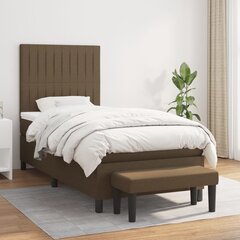 vidaXL atsperu gultas rāmis ar matraci, tumši brūna, 80x200 cm, audums cena un informācija | Gultas | 220.lv