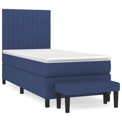 vidaXL atsperu gultas rāmis ar matraci, zils, 80x200 cm, audums cena un informācija | Gultas | 220.lv