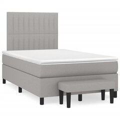 vidaXL atsperu gulta ar matraci, gaiši pelēks audums, 120x200cm cena un informācija | Gultas | 220.lv