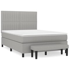 vidaXL atsperu gulta ar matraci, gaiši pelēks audums, 140x190 cm cena un informācija | Gultas | 220.lv