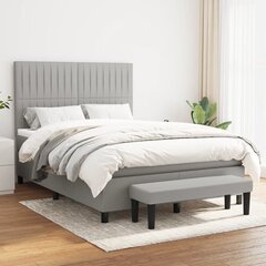 vidaXL atsperu gulta ar matraci, gaiši pelēks audums, 140x190 cm цена и информация | Кровати | 220.lv