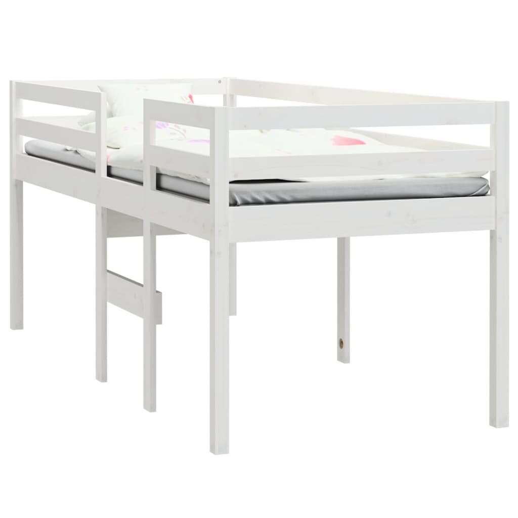 Augsta gulta, balta, 90x200cm, priedes masīvkoks cena un informācija | Gultas | 220.lv