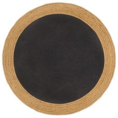 Apaļš paklājs, melns/brūns, 180cm, džuta/kokvilna цена и информация | Ковры | 220.lv